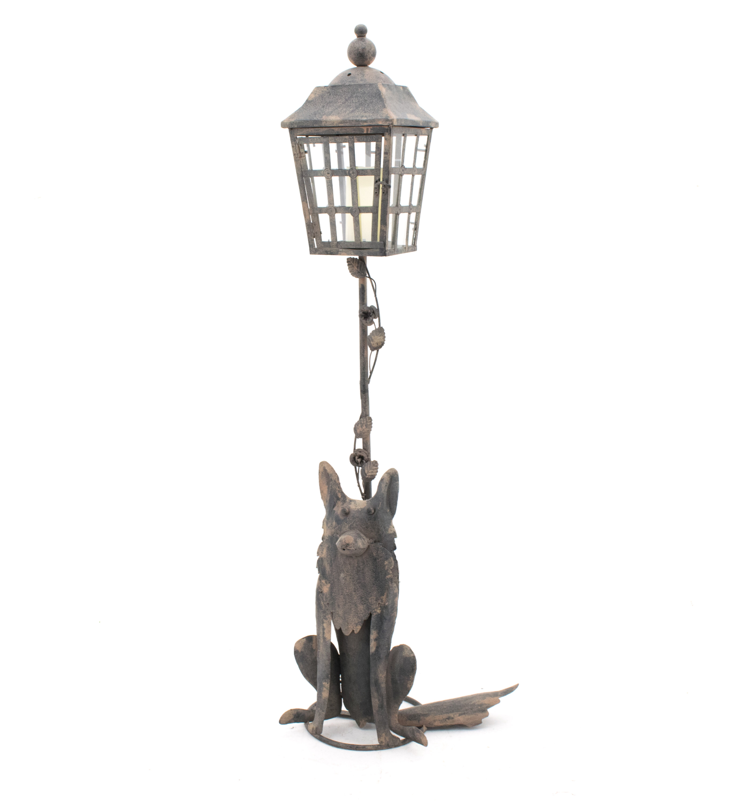 Antique Black Dog Styled Post Lamp