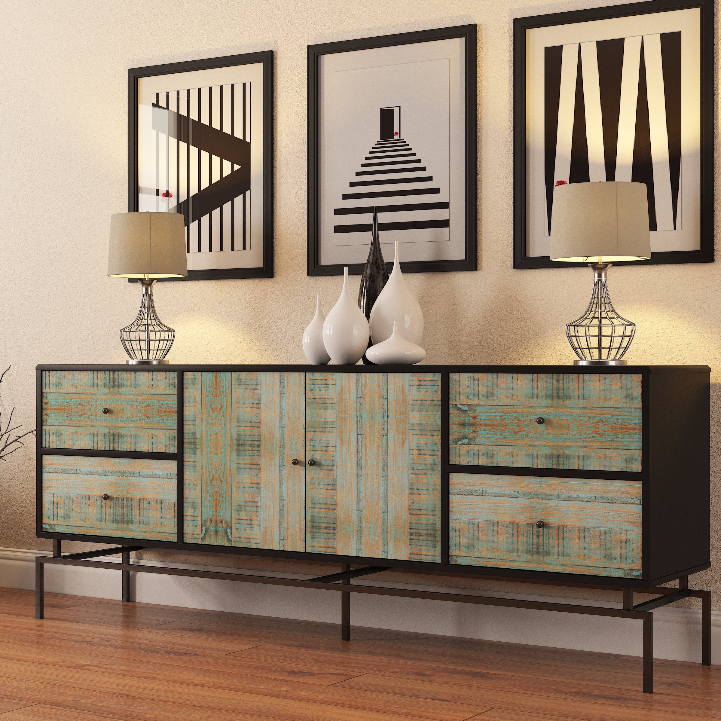 Antique Black Mahogany Farmhouse Dining Set