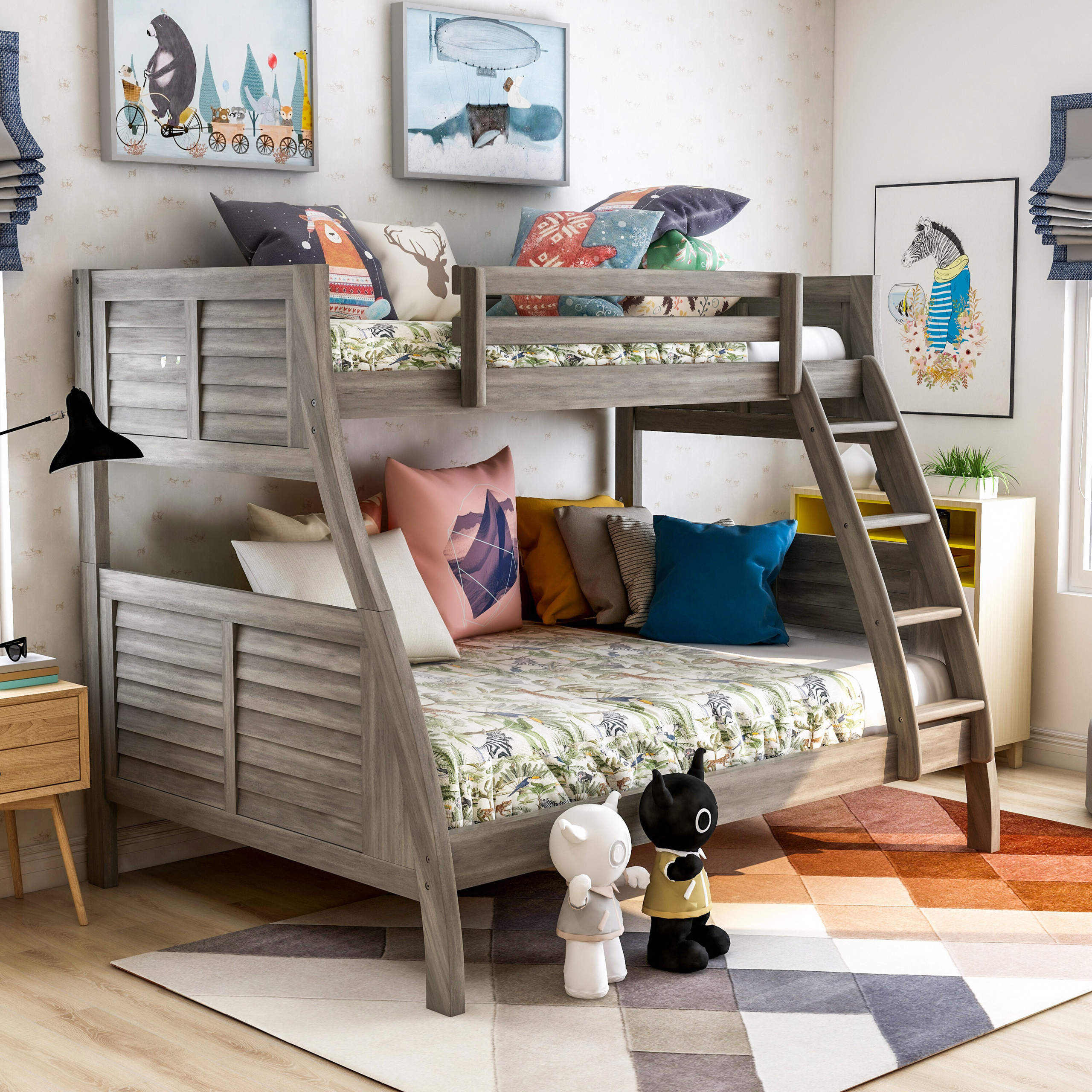 Antique Gray Twin Over Full Standard Bed