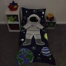 Astronaut Blue Polyester Toddler Bedding Set