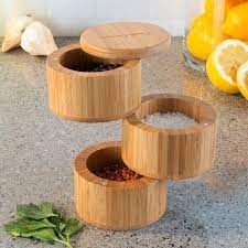 Bamboo Free Standing Carousel Spice Jar