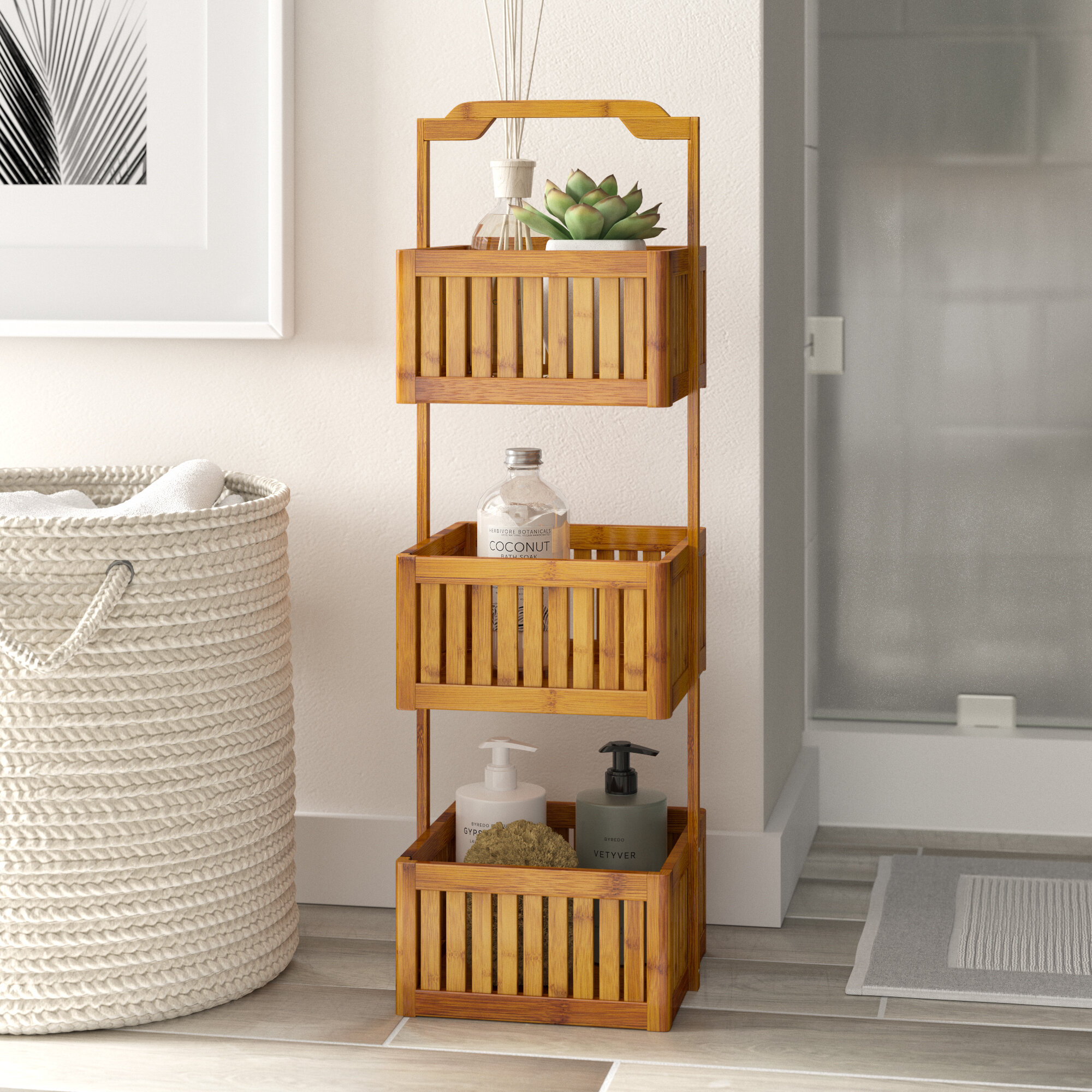 Bamboo Wood Freestanding Shower Caddy