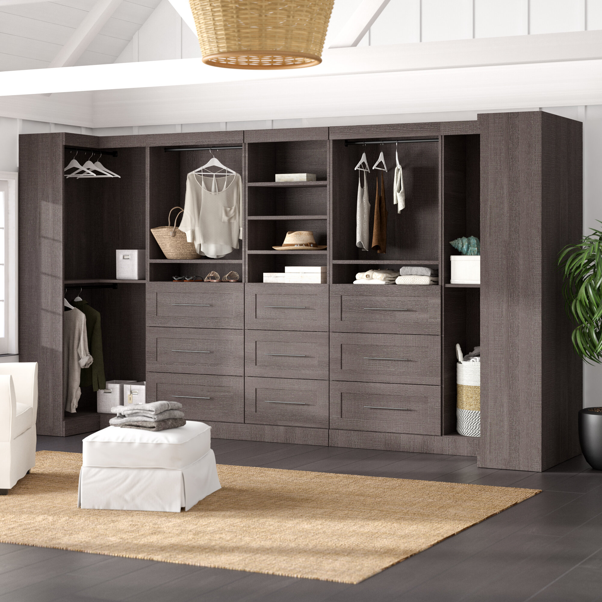 Bark Grey Manufactured Wood Freestanding Closet System