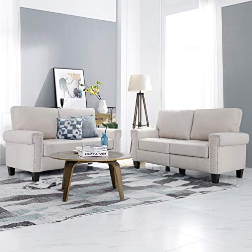 Beige Linen Living Room Set