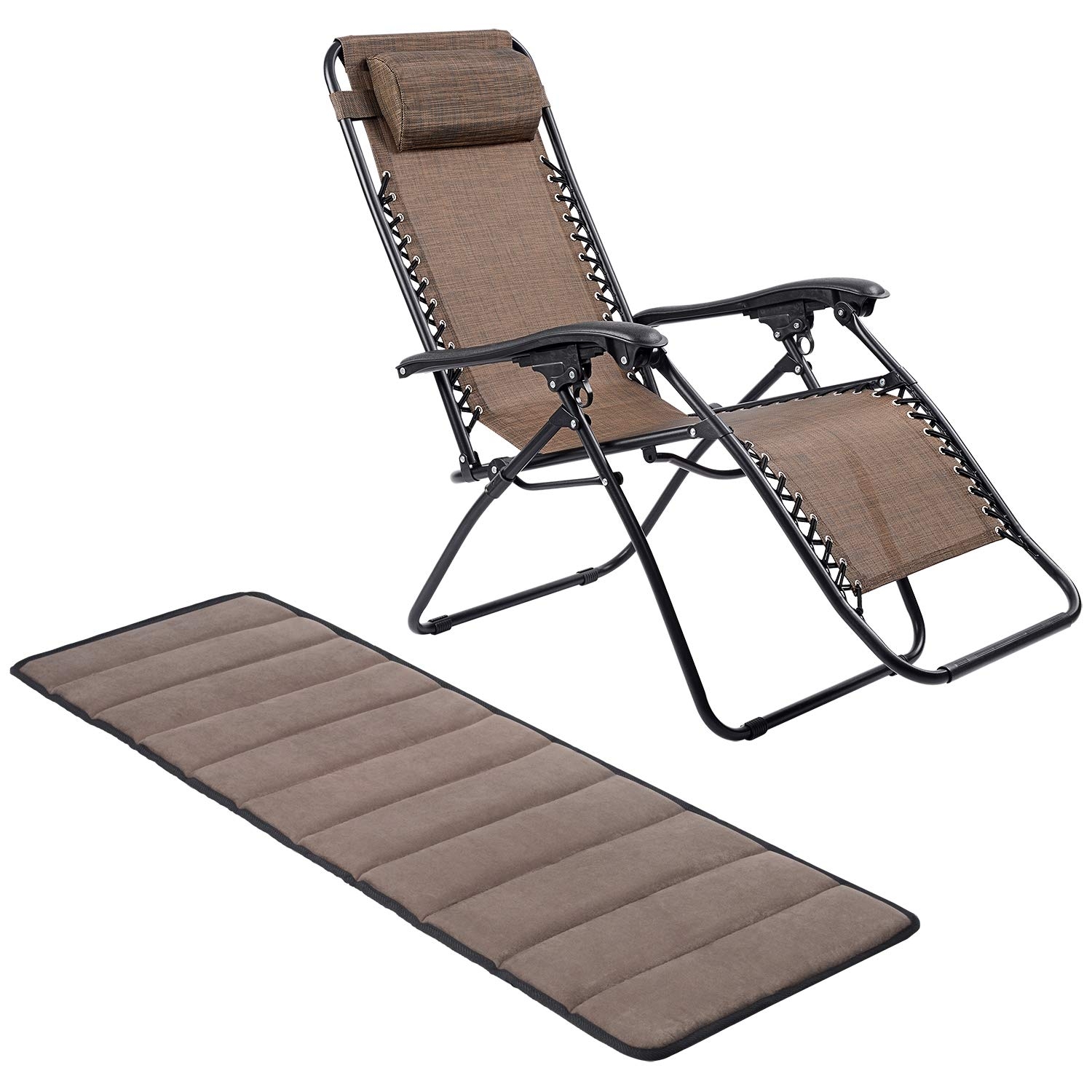 Beige Polyester Metal Zero Gravity Chair Set