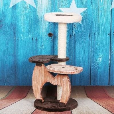 Beige Wood Freestanding Cat Tree
