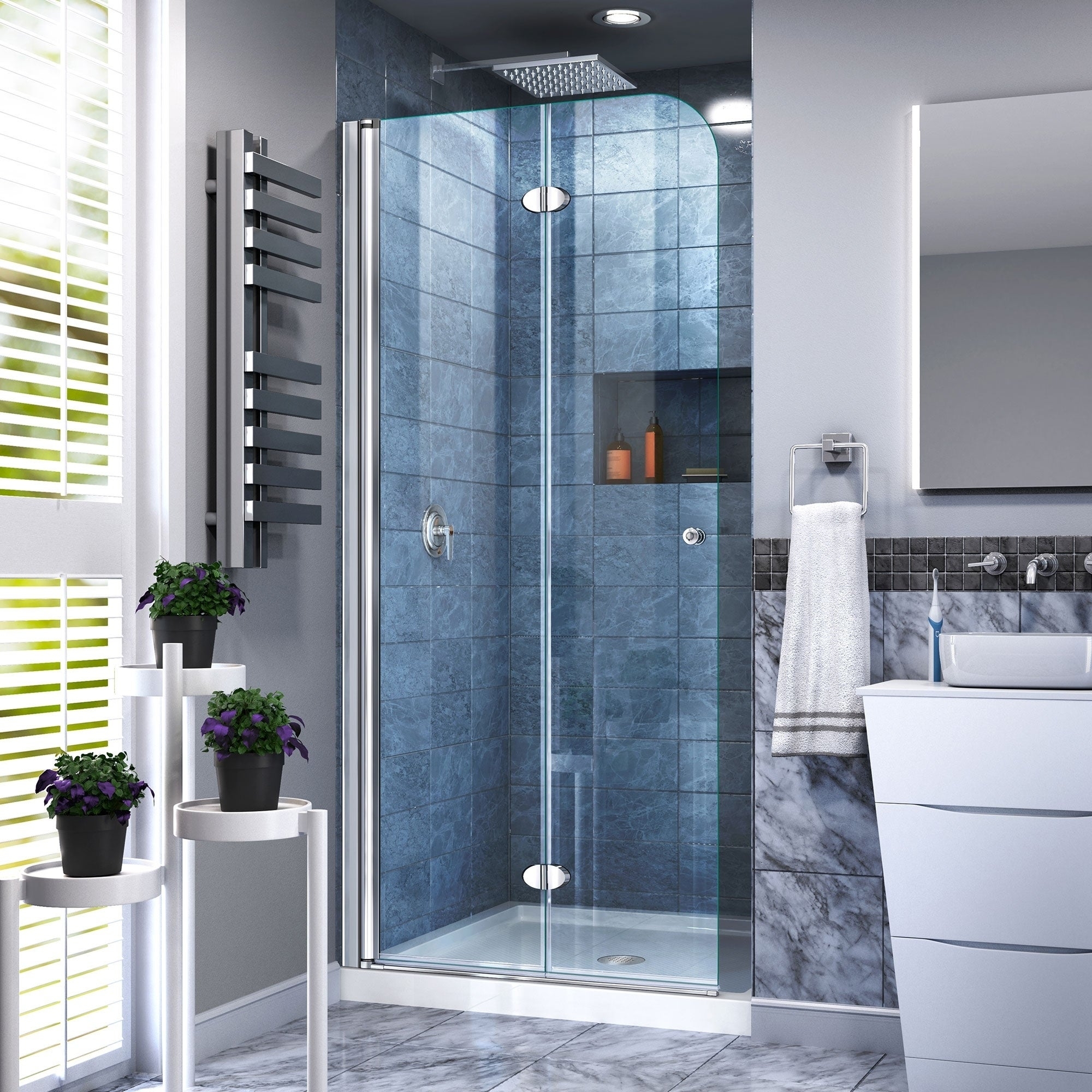 Bi Fold Hinged Shower Enclosure With Base Included