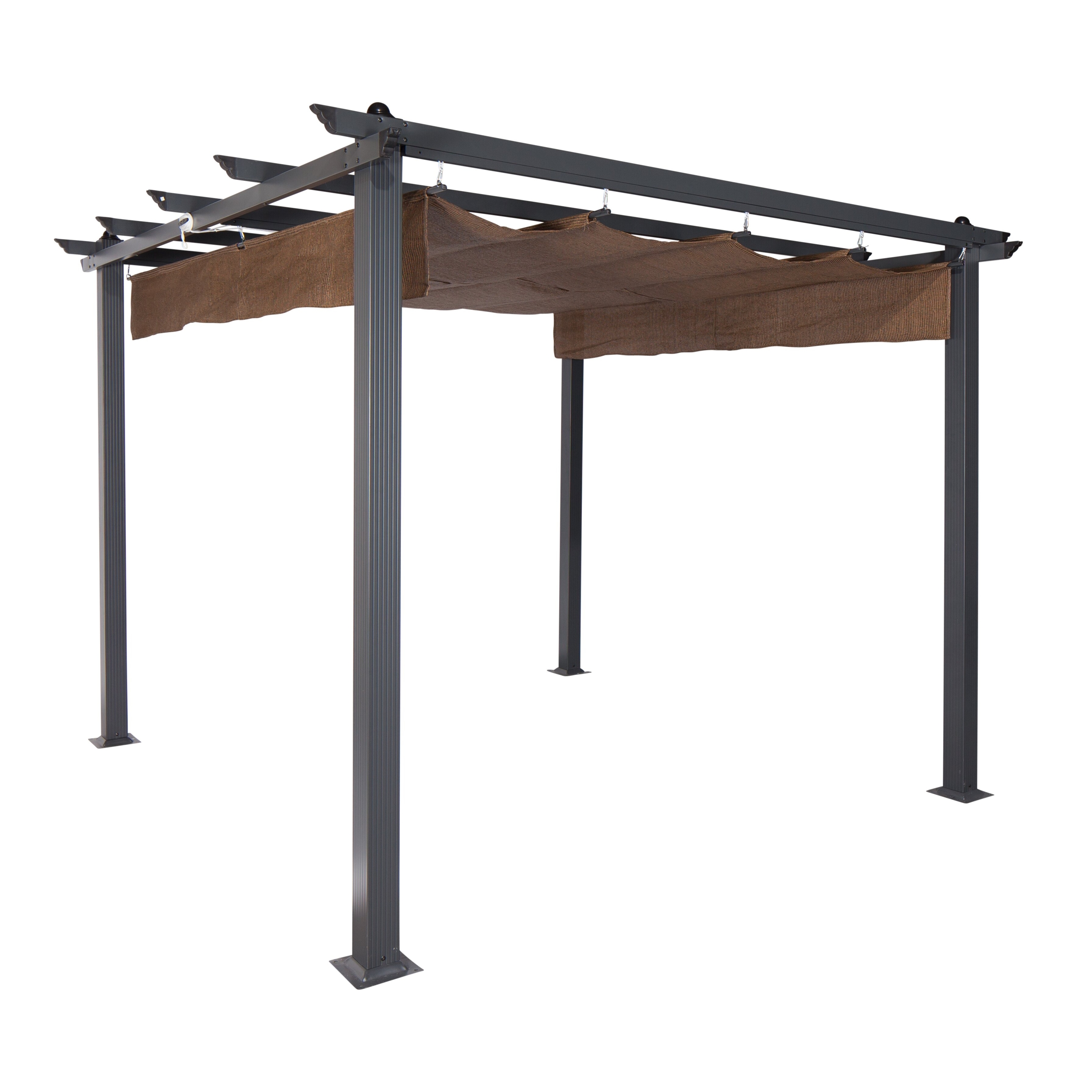 Black and Red Aluminum Pergola with Canopy
