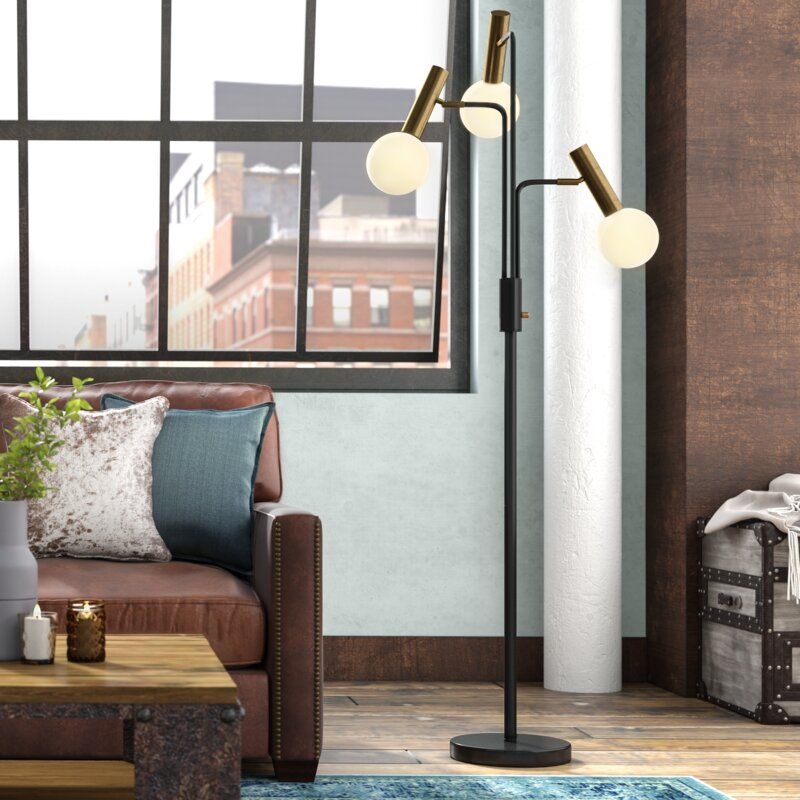 Black Antique Brass LED Tree Floor Lamp