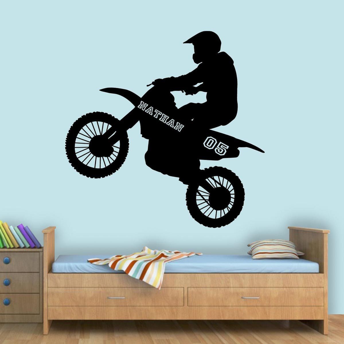 Black Bike With Name Personalized Wall Decal