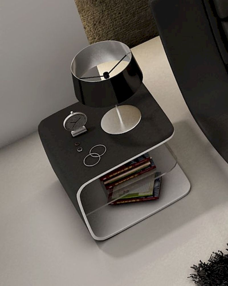 Black Bonded Leather Plastic Nightstand