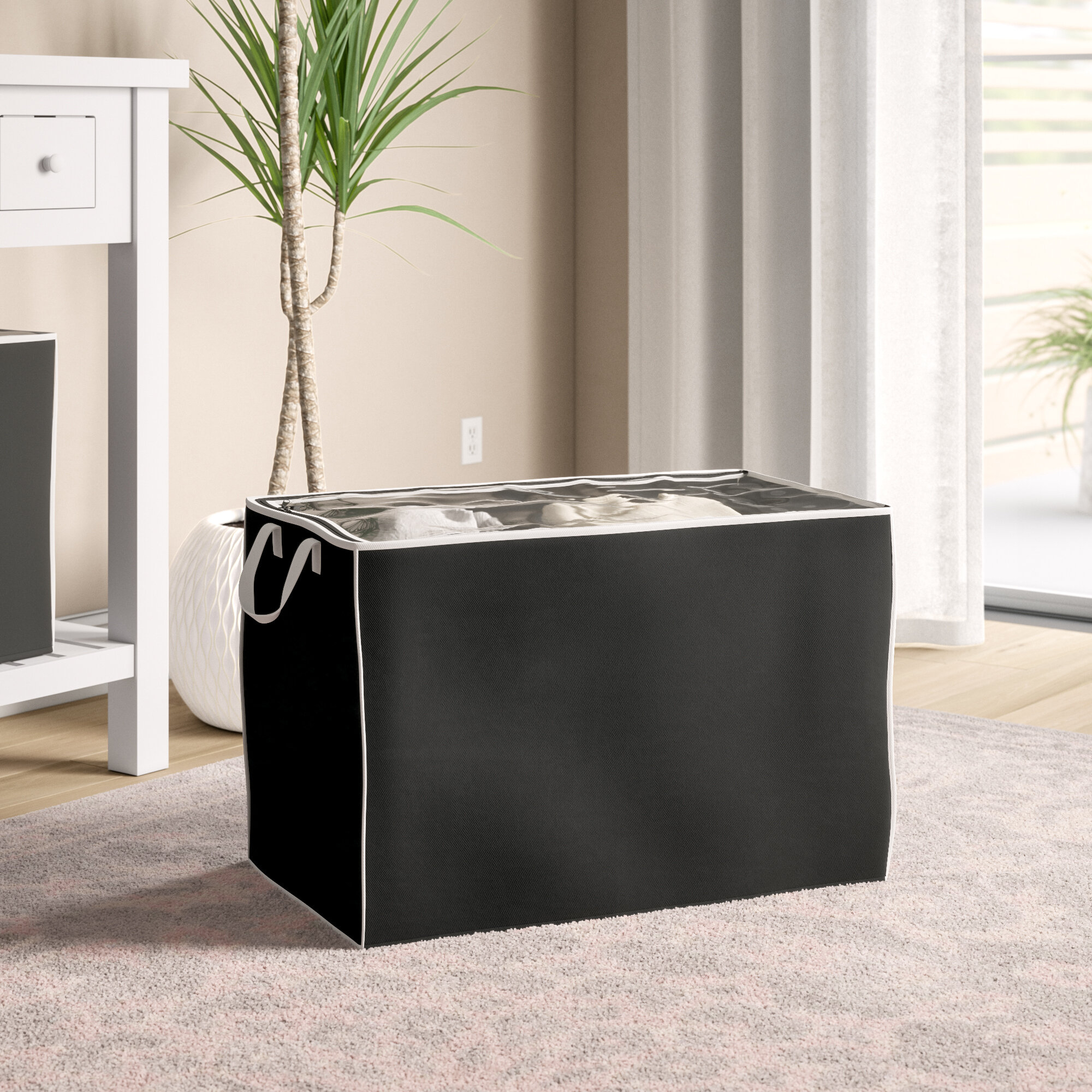 Black Fabric Rectangle Large Bin