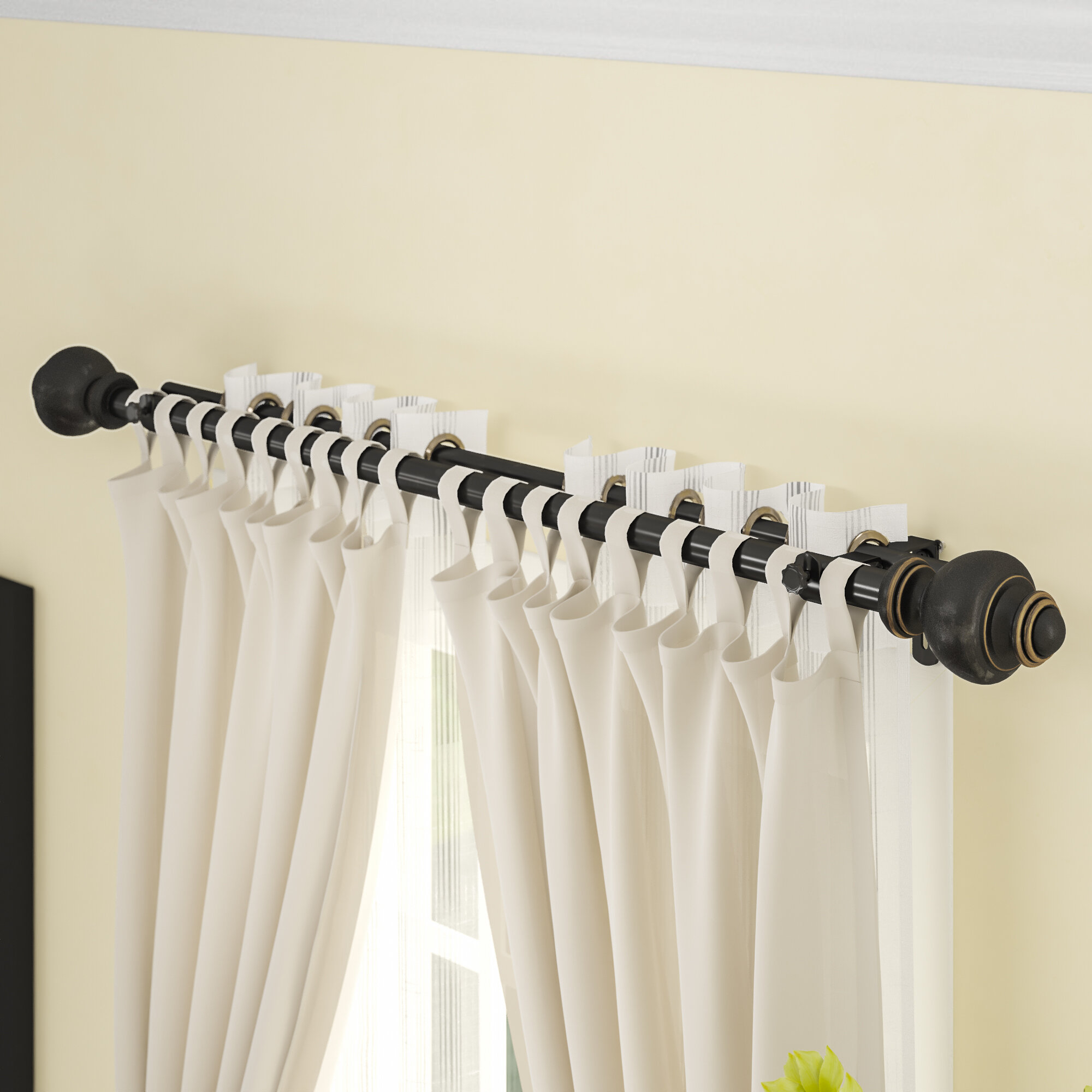 Black Iron Single Curtain Rod
