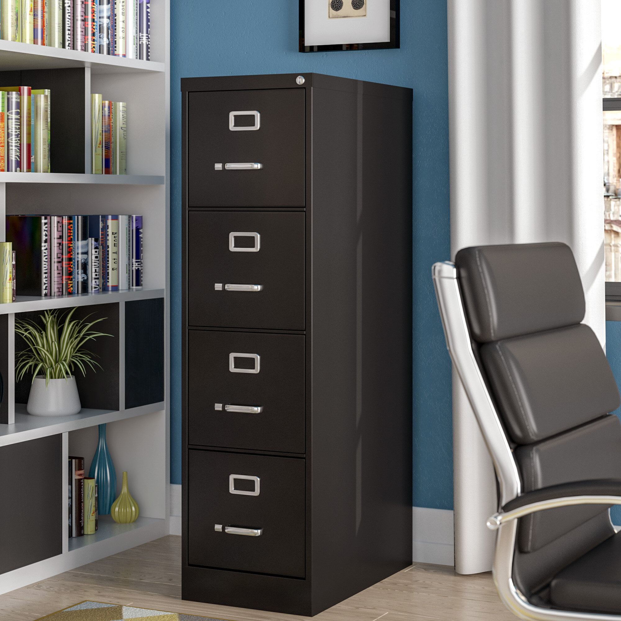 Black Letter Size Vertical Filing Cabinet