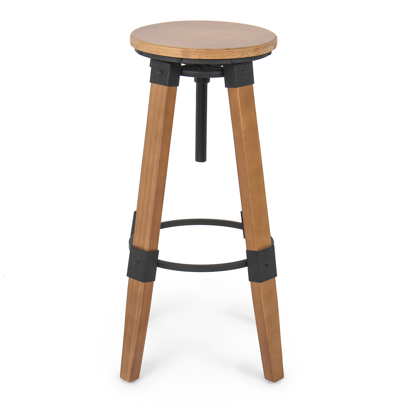 Black Metal Adjustable Height Swivel Bar Stool