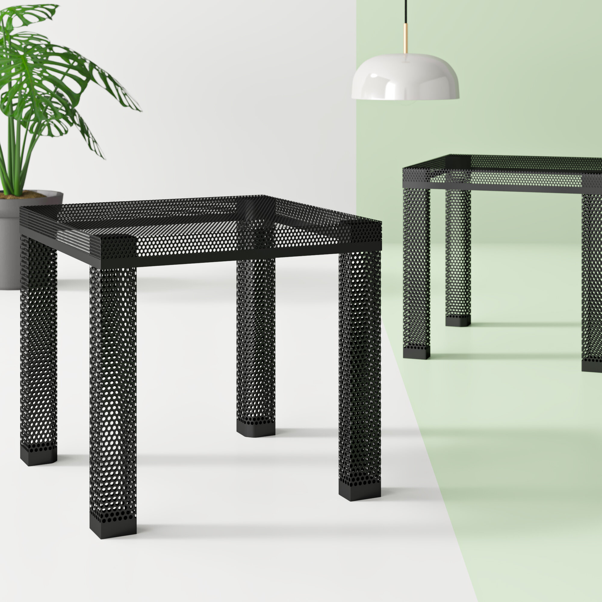 Black Metal Contemporary End Table