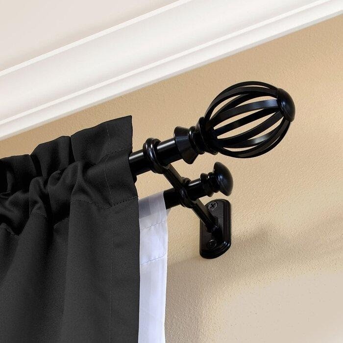 Black Metal Curtain Double Rod