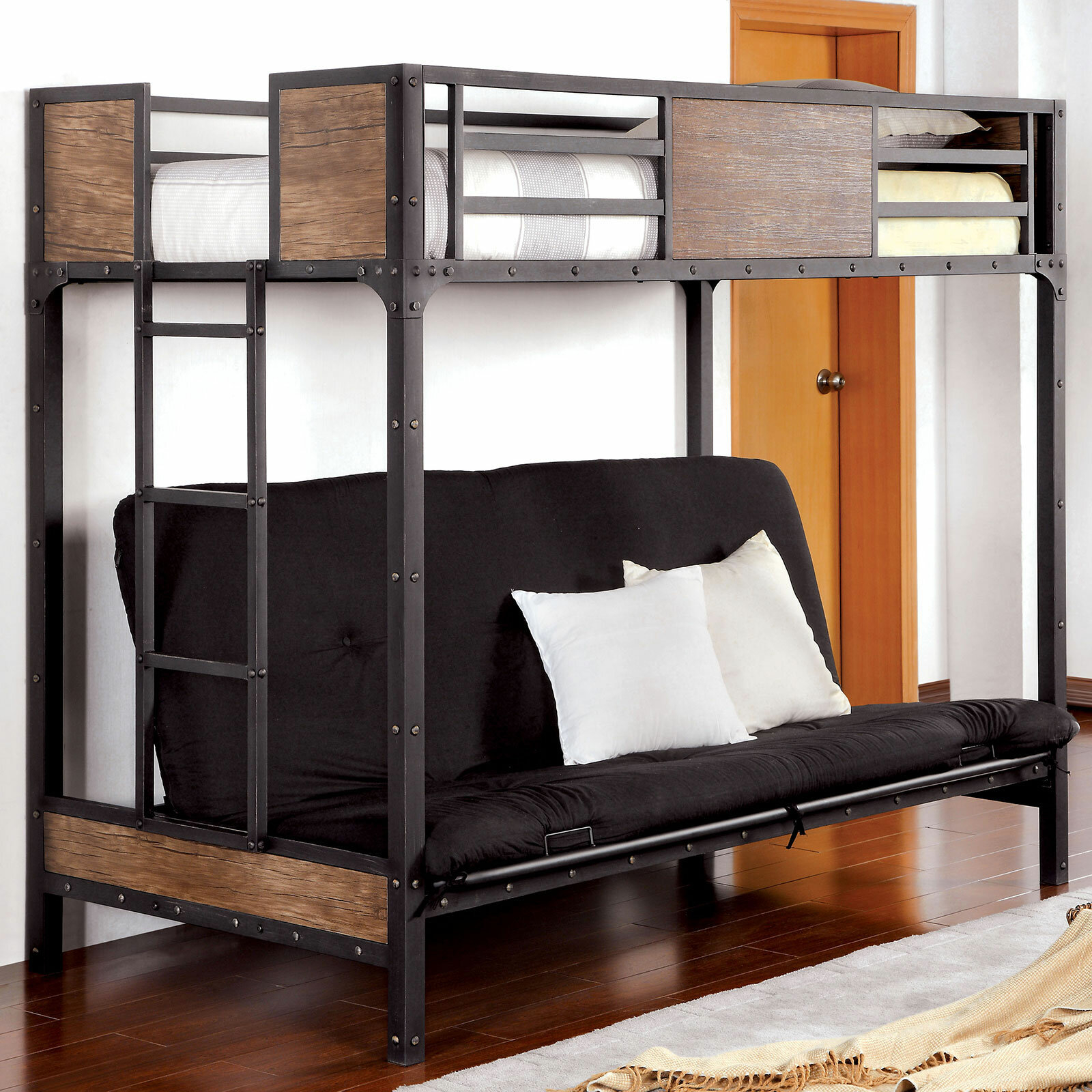 Black Metal Futon Bunk Bed