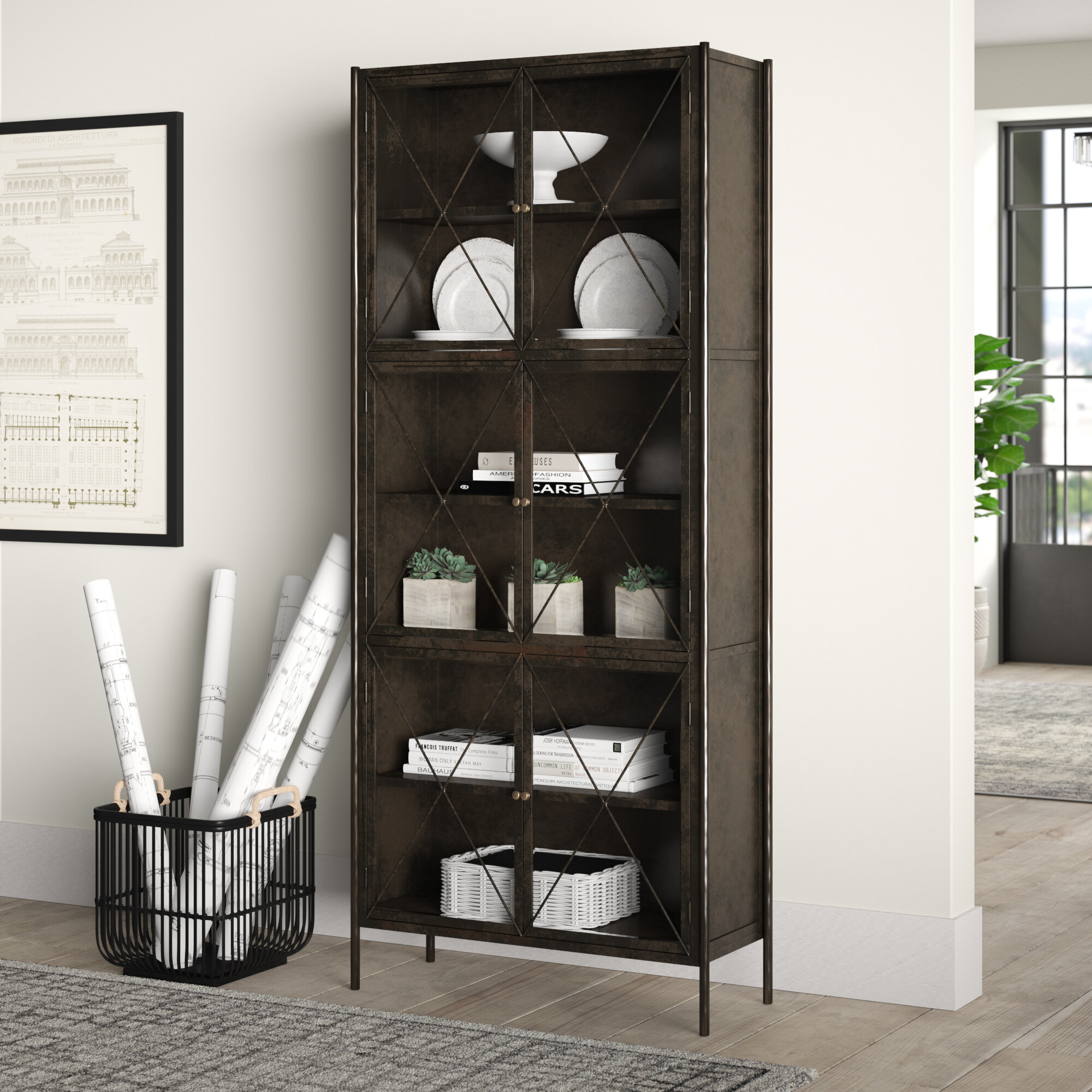 Black Metal Glass Display Stand