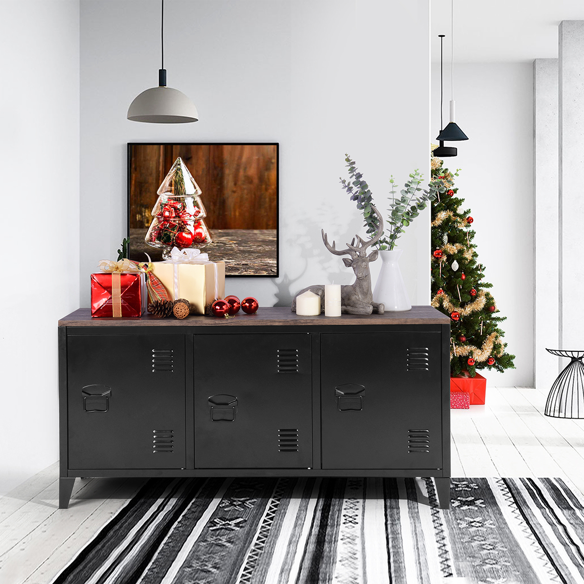 Black Metal Manufactured Wood Sideboard