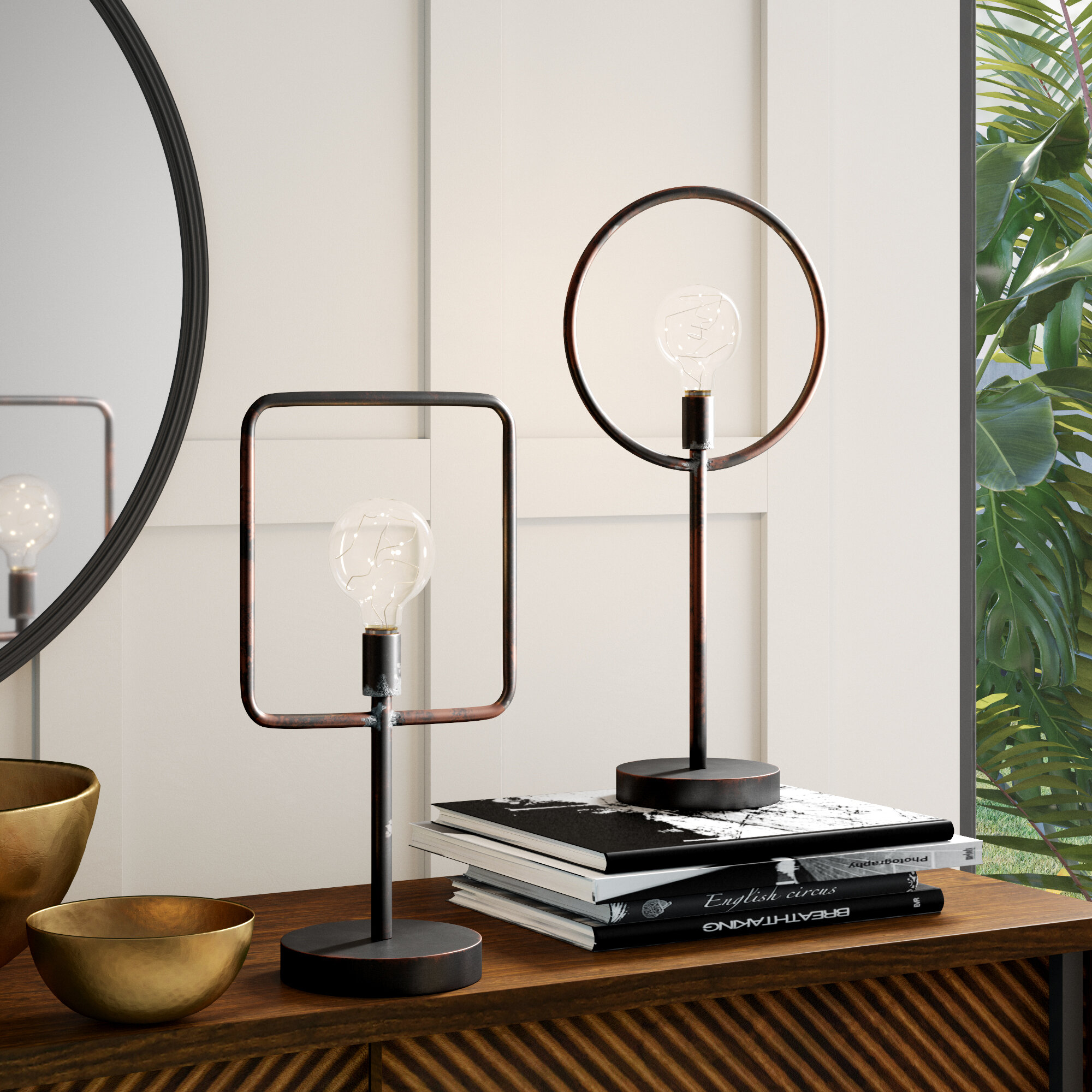 Black Metal Novelty Table Lamp Set