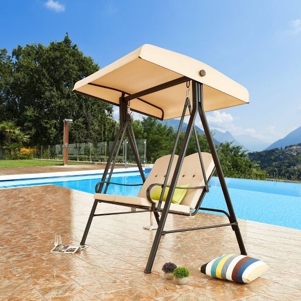 Black Metal Porch Swing With Canopy