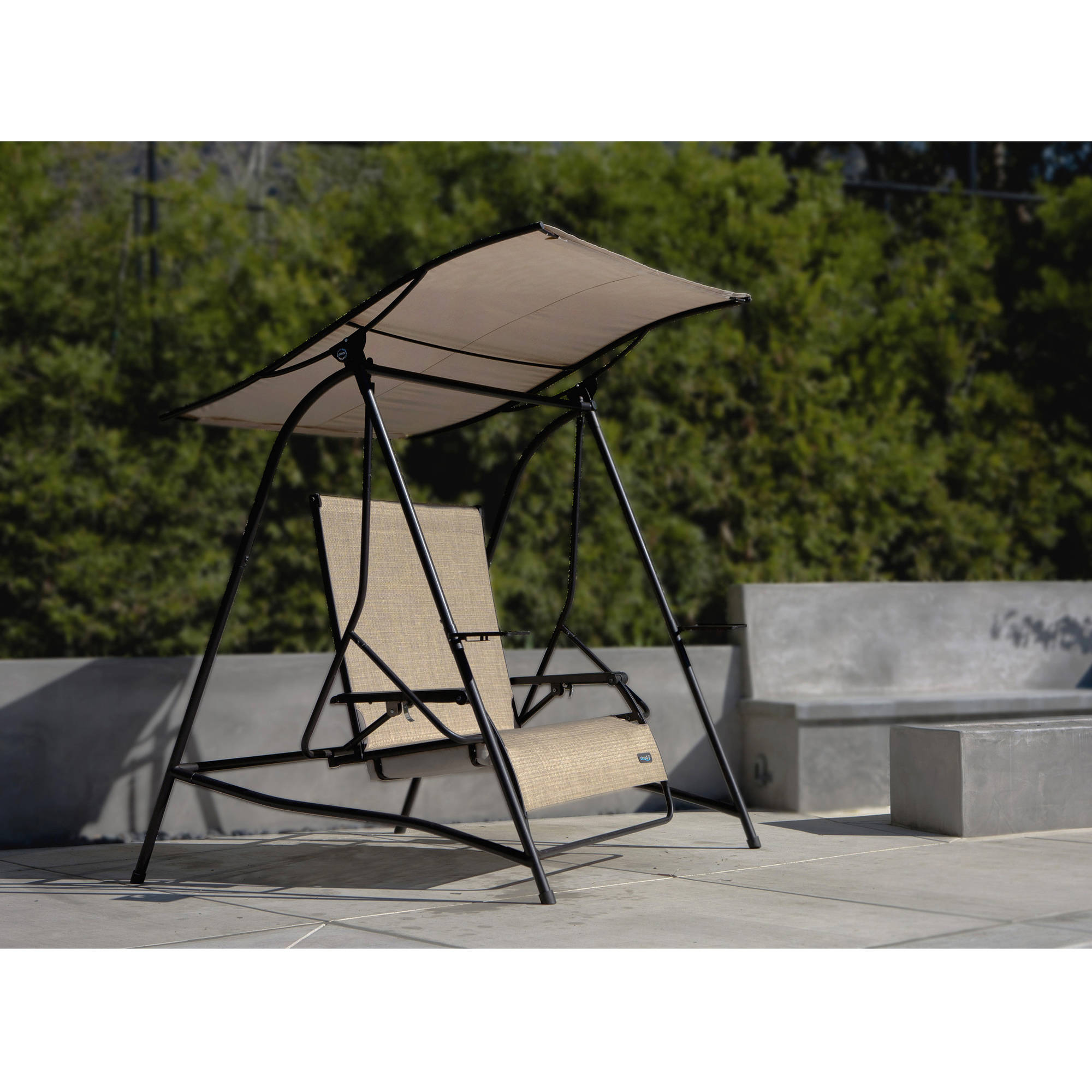 Black Metal Porch Swing With Stand