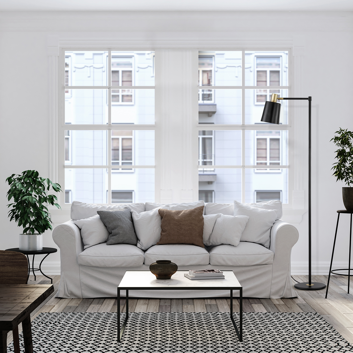 Black Metal Reading Floor Lamp