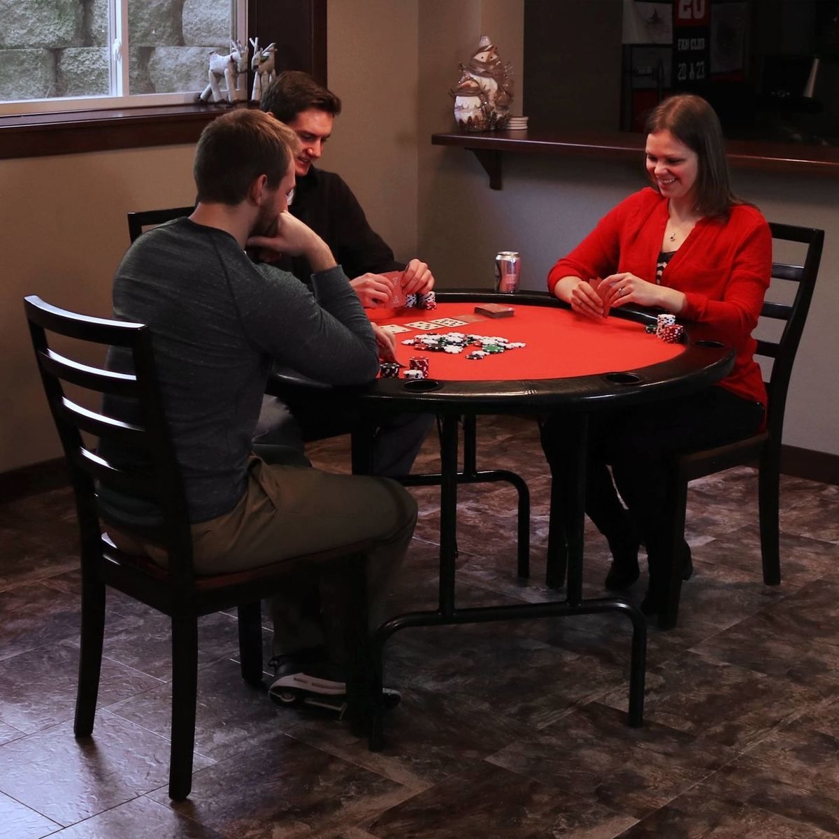 Black Metal Round Folding Poker Table