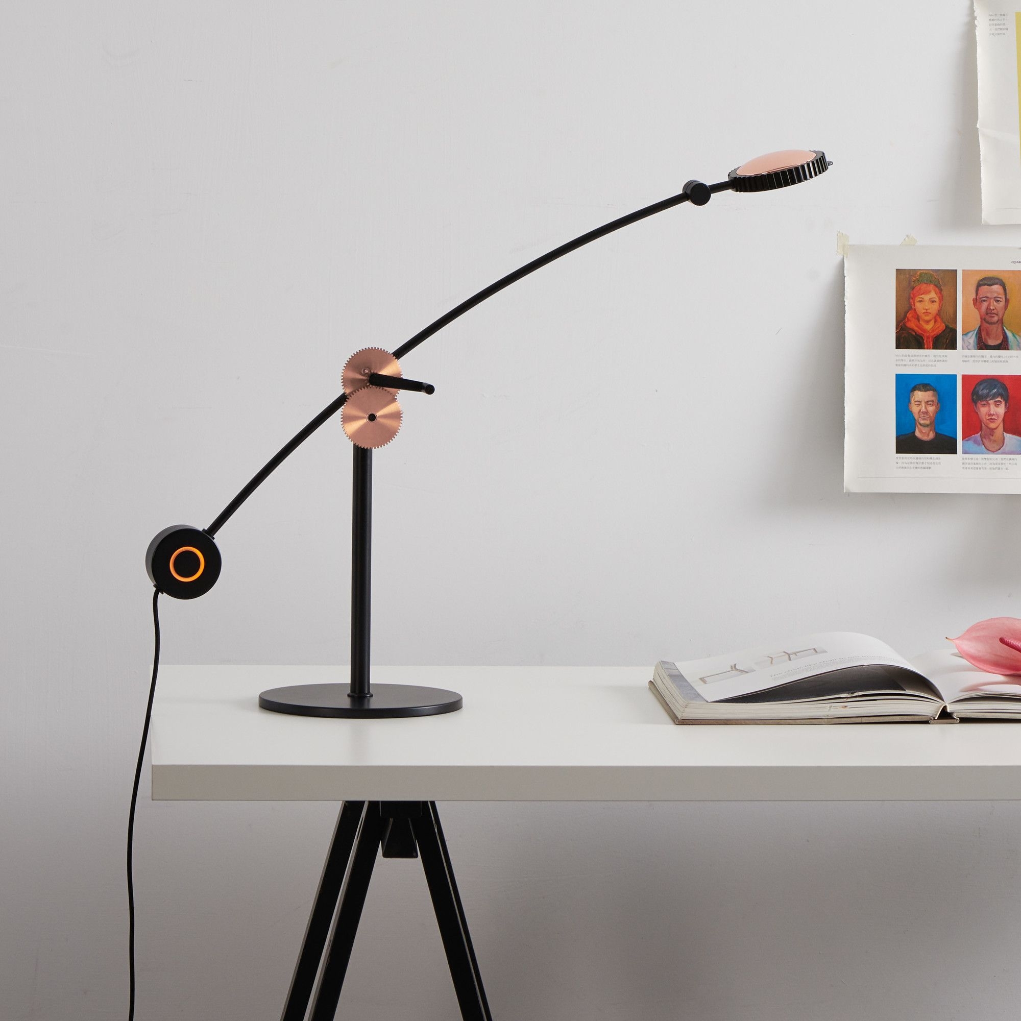 Black Metal Swing Arm Desk Lamp