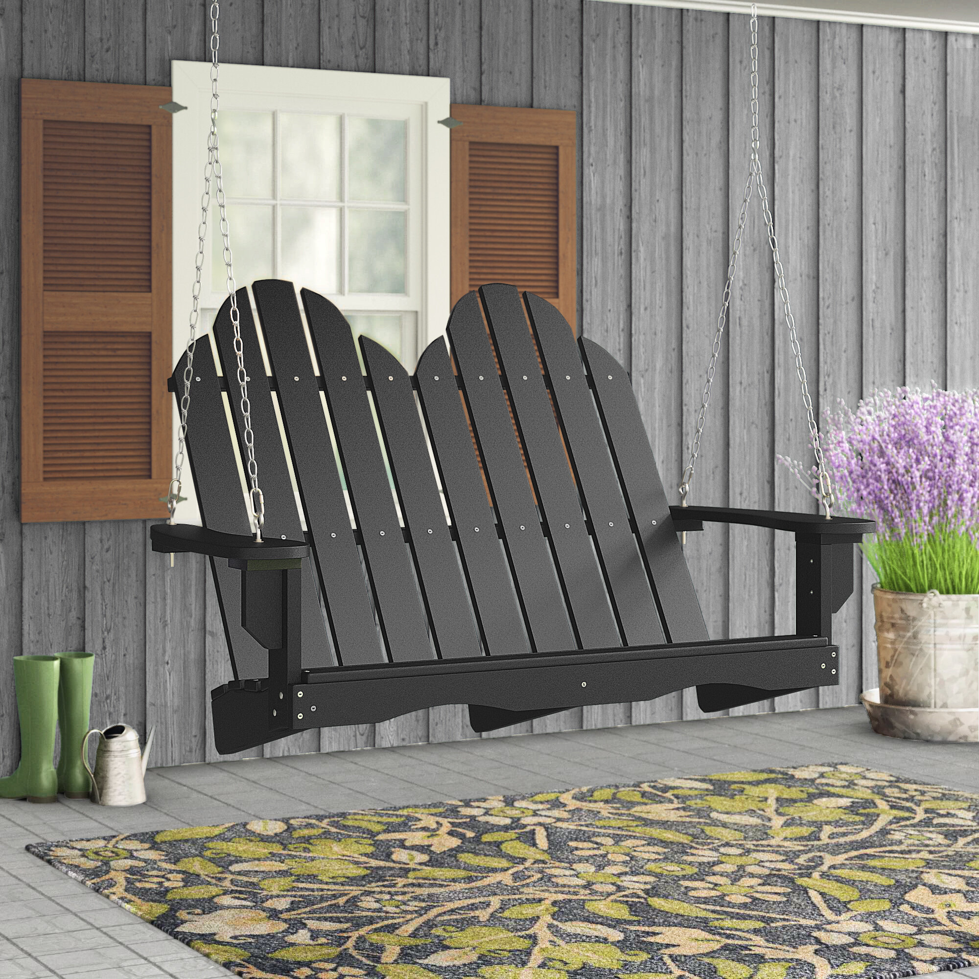 Black Plastic Adirondack Porch Swing