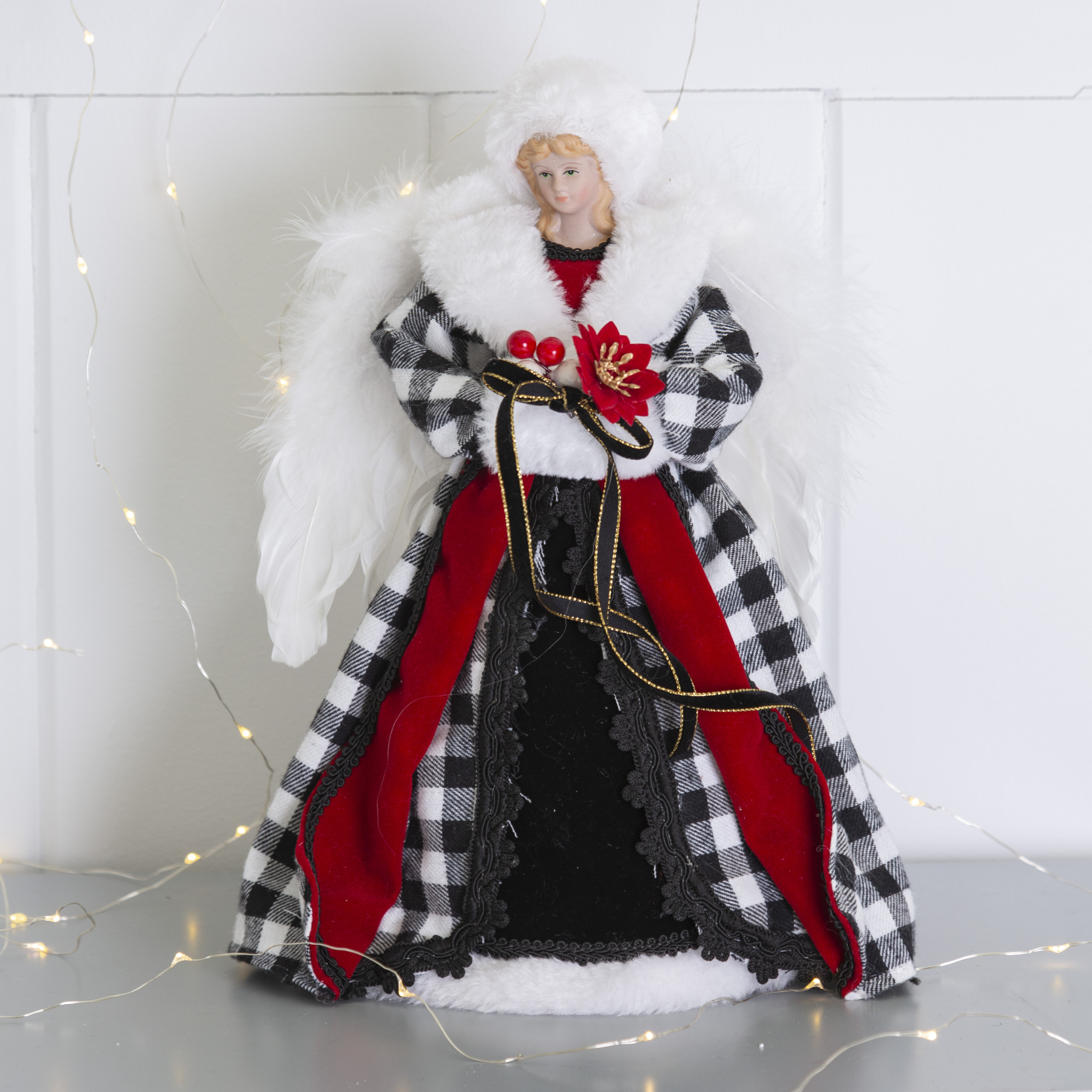 Black Plastic Cotton Angel Tree Topper