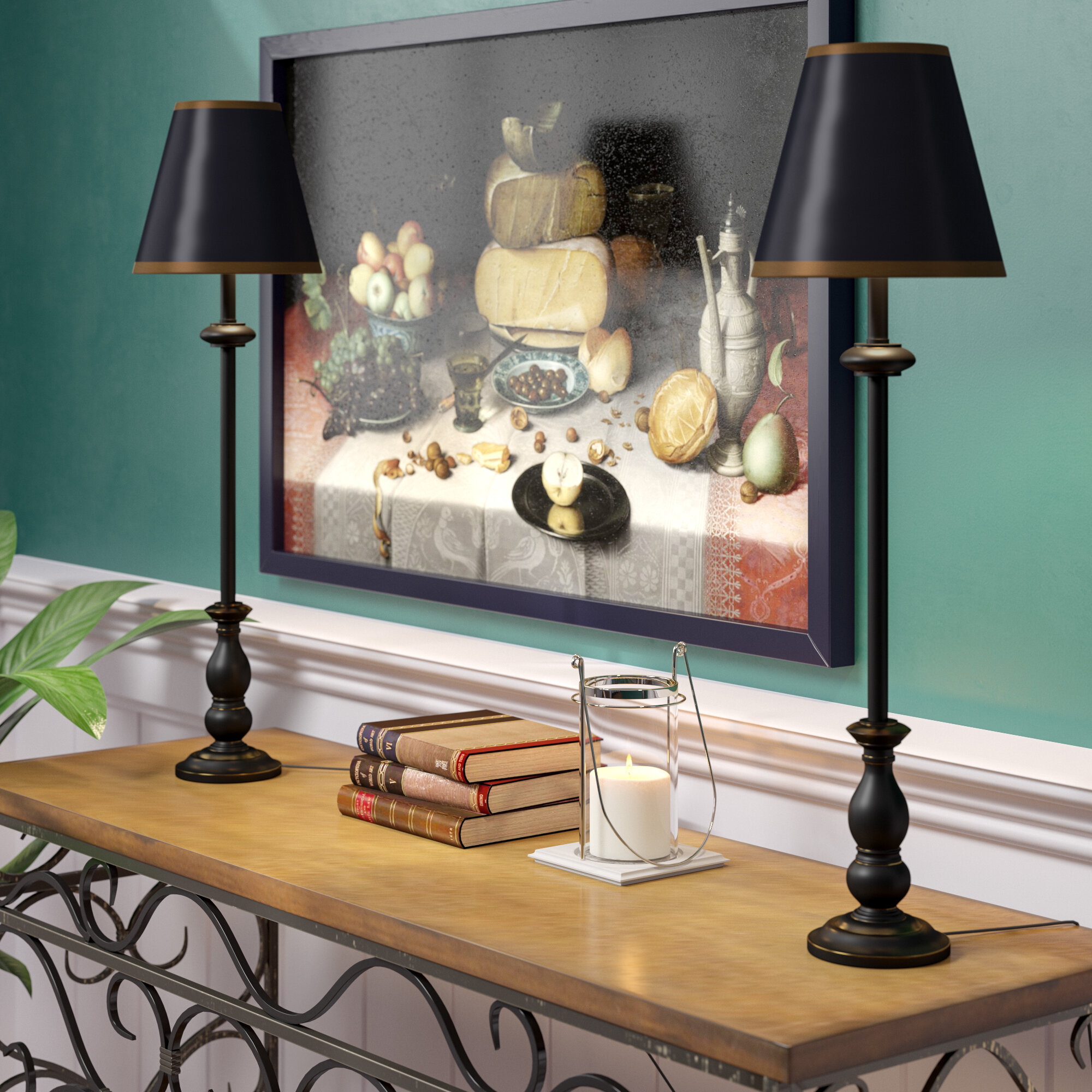 Black Resin Buffet Lamp Set