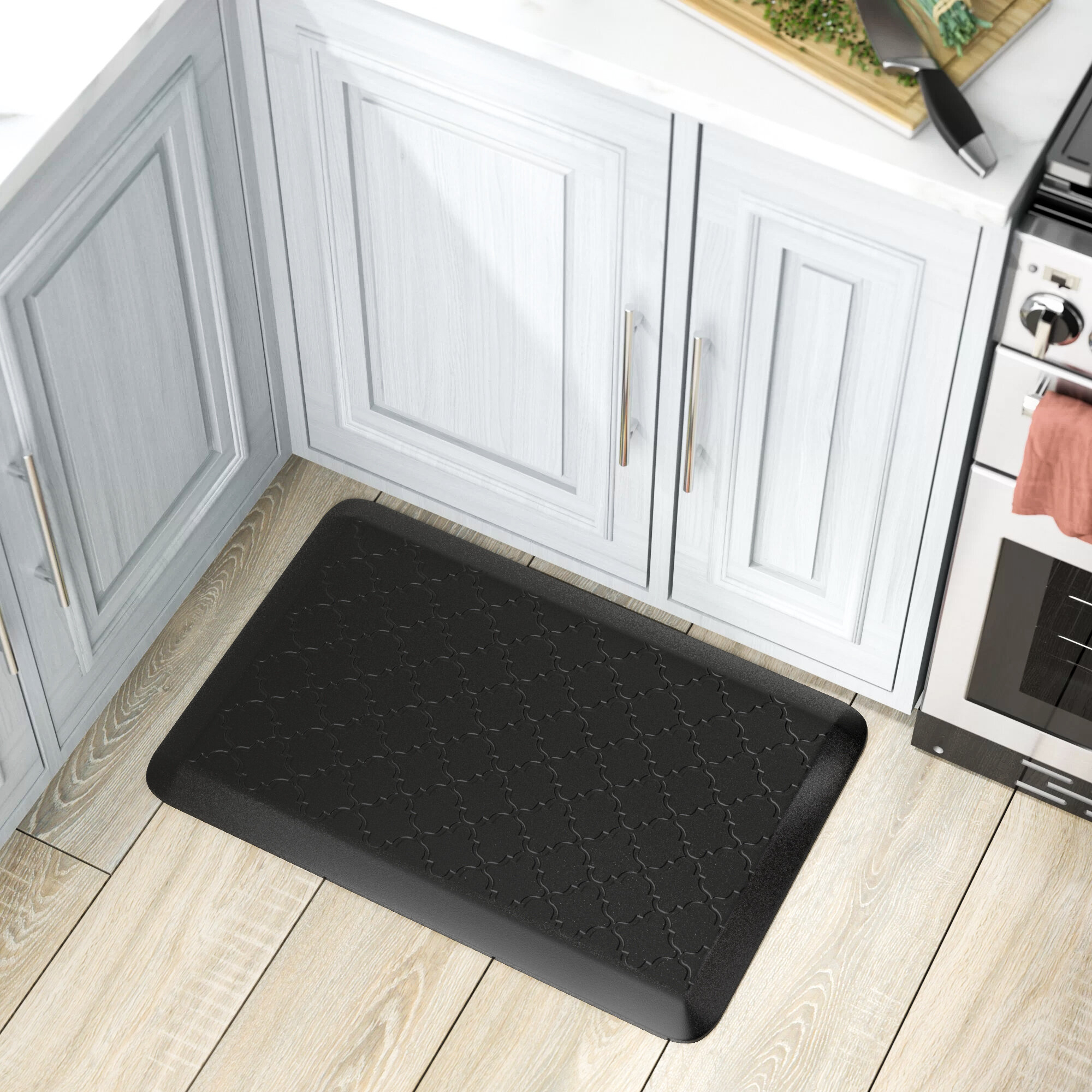 Black Rubber Anti Fatigue Kitchen Mat
