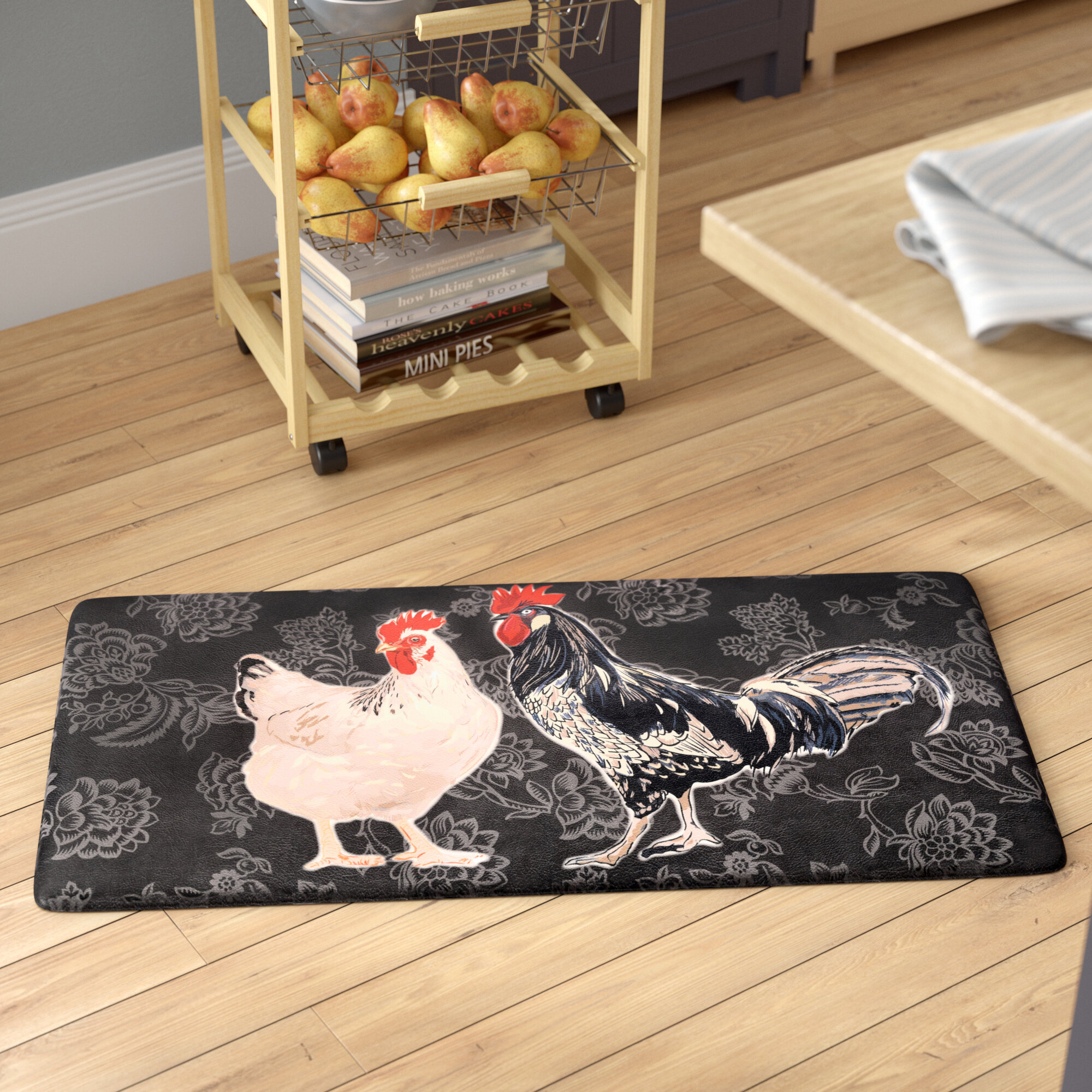 Black Rubber Stain Resistant Kitchen Mat