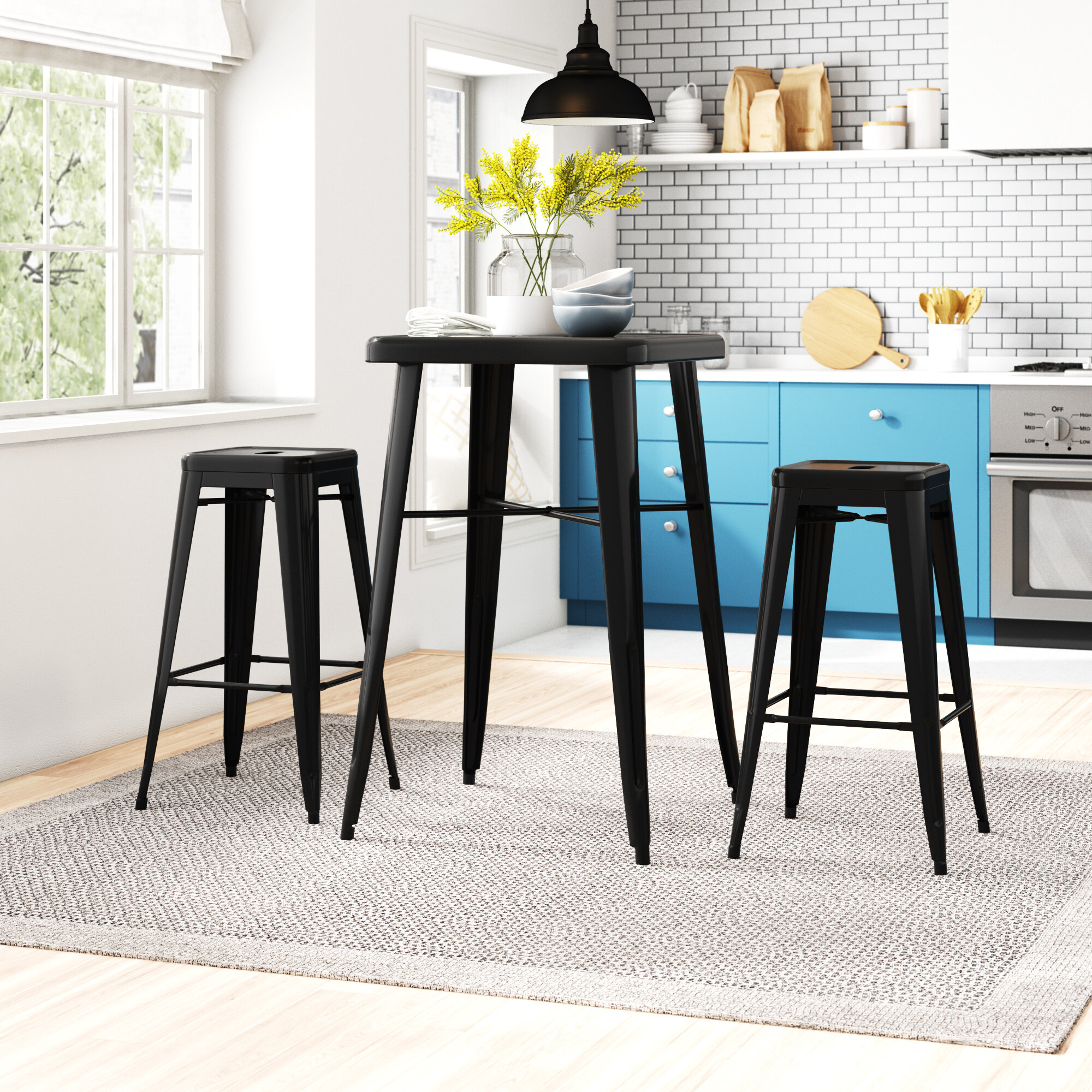 Black Square Metal Dining Set