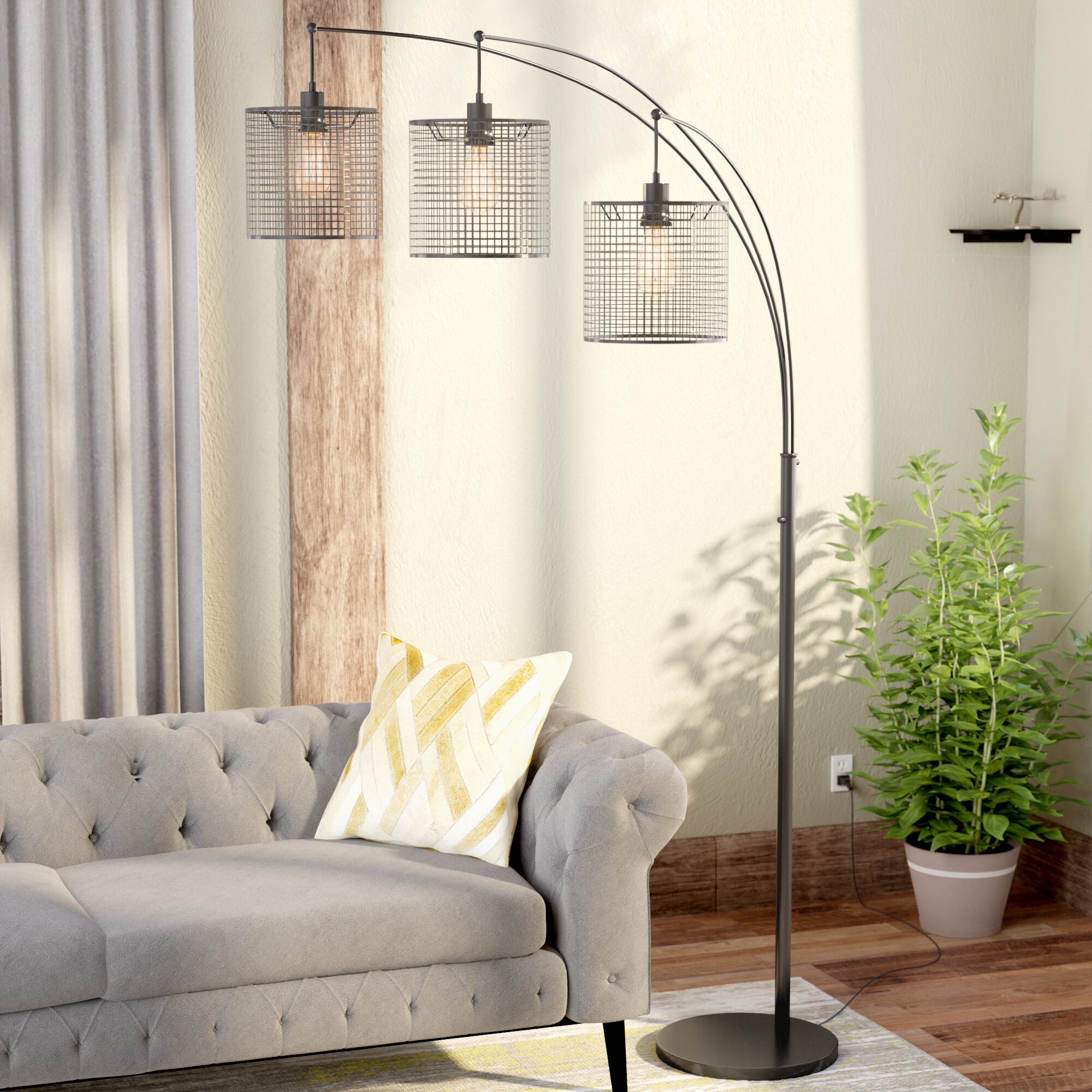 Black Tree Floor Lamp With Incandescent Bulb