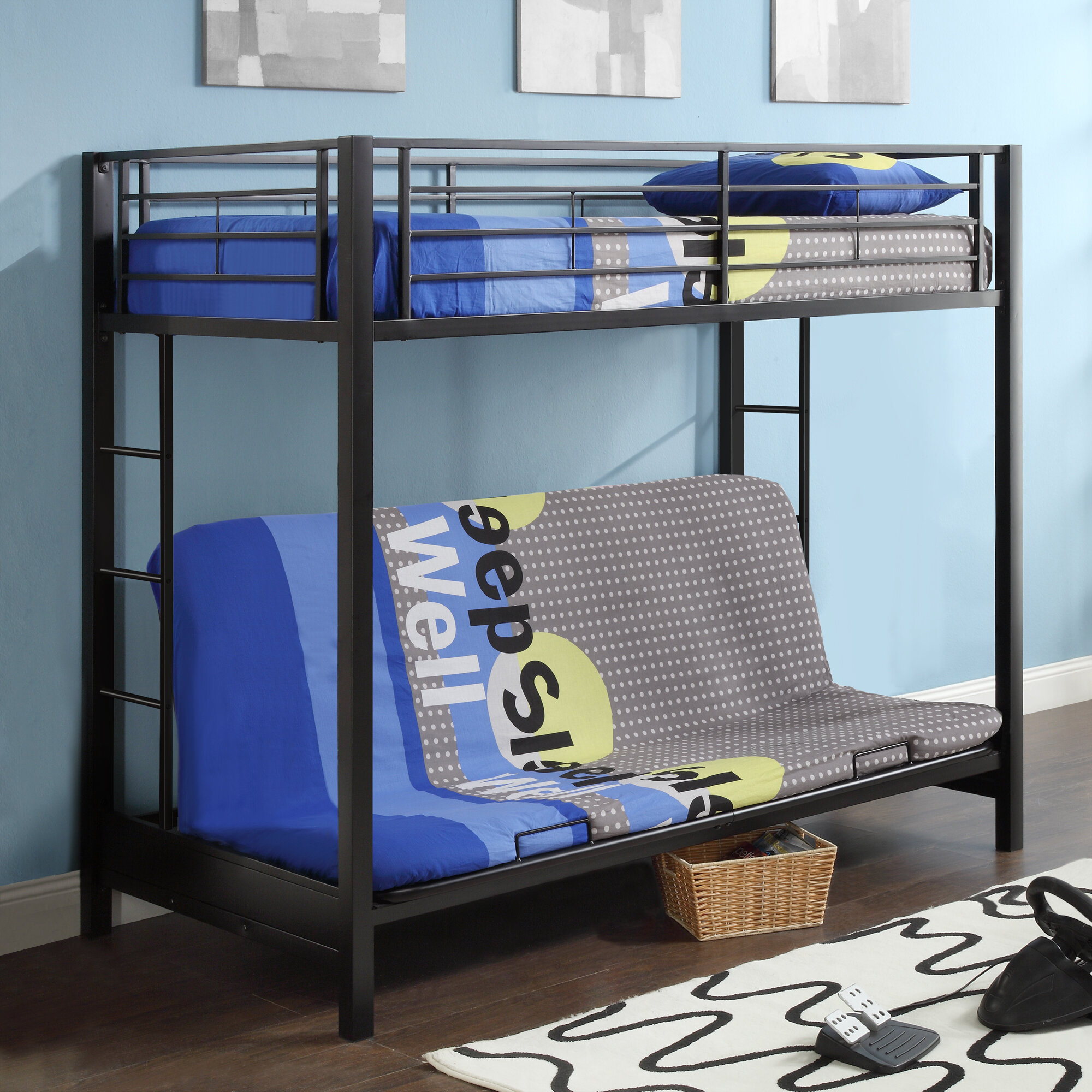 Black Twin Over Full Futon Bunk Bed