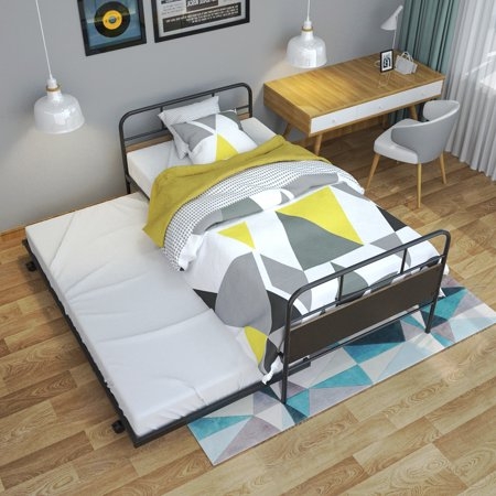 Black Twin Platform Bed With Trundle