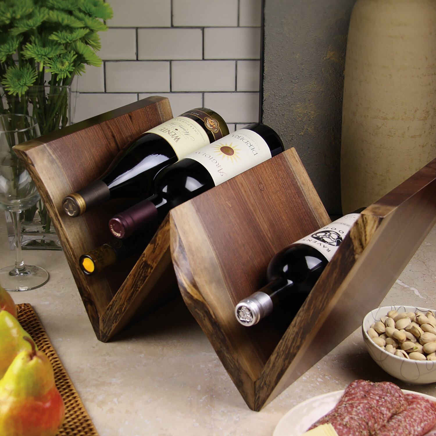 Black Walnut Tabletop Wine Bottle Rack
