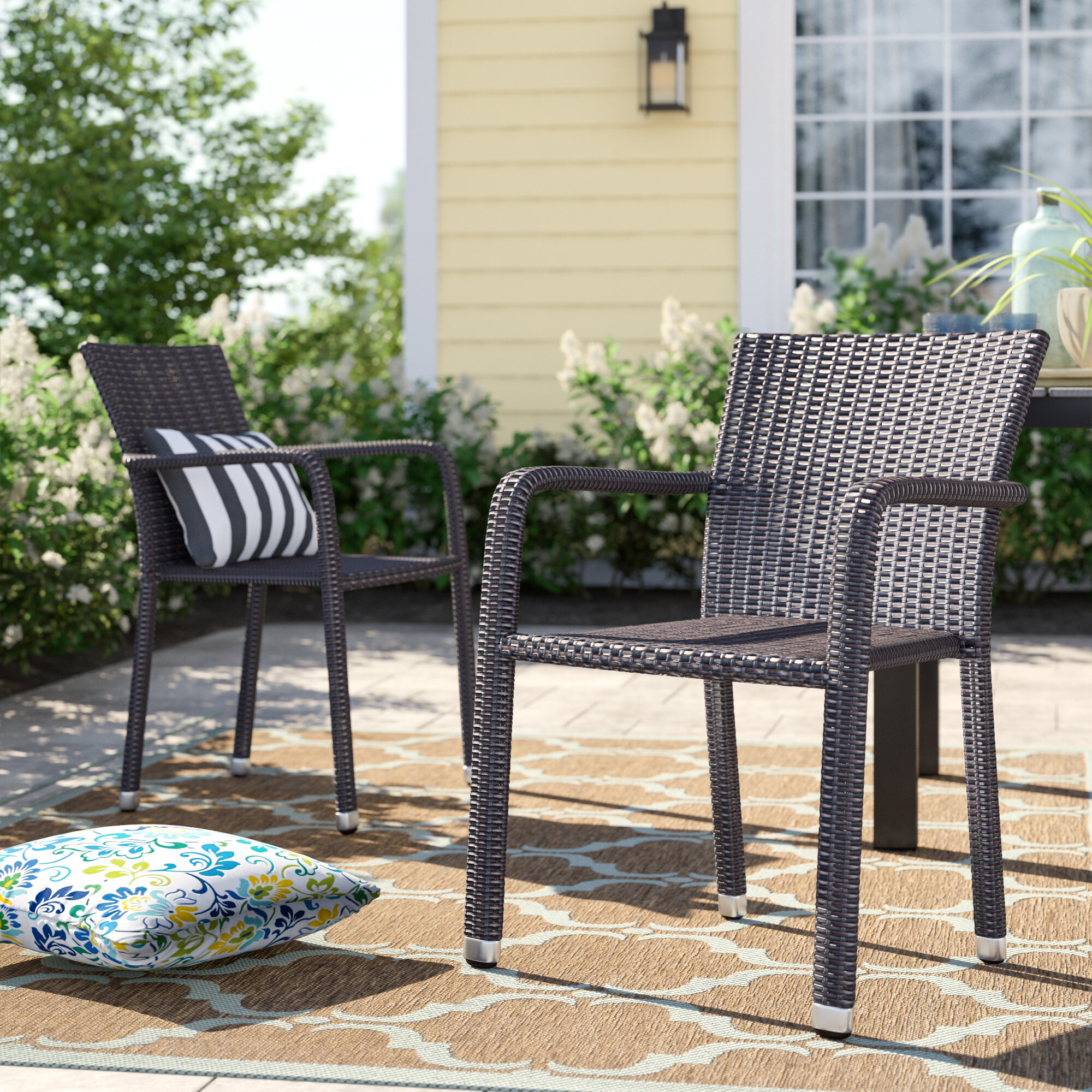 Black Wicker Rattan Patio Chair