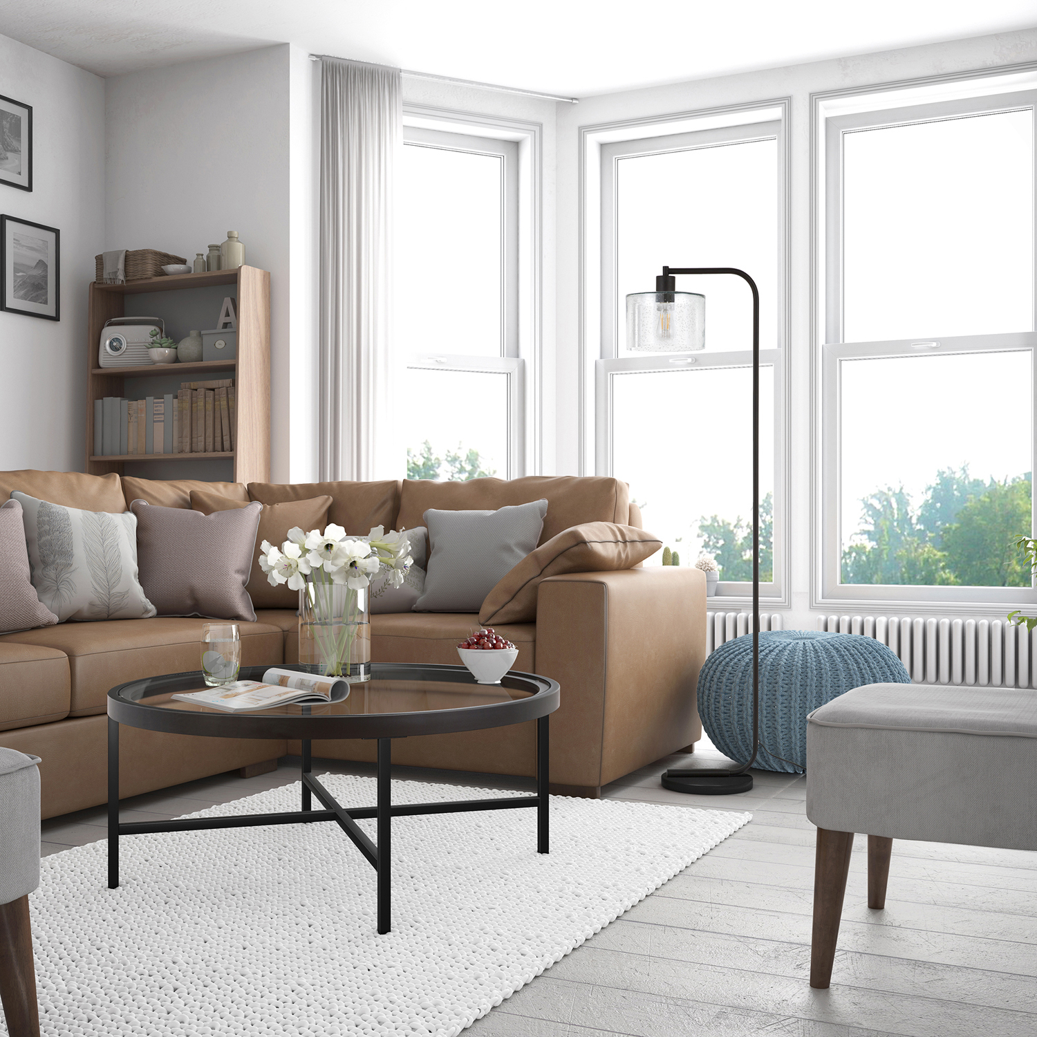 Blackened Bronze Metal Arc Floor Lamp