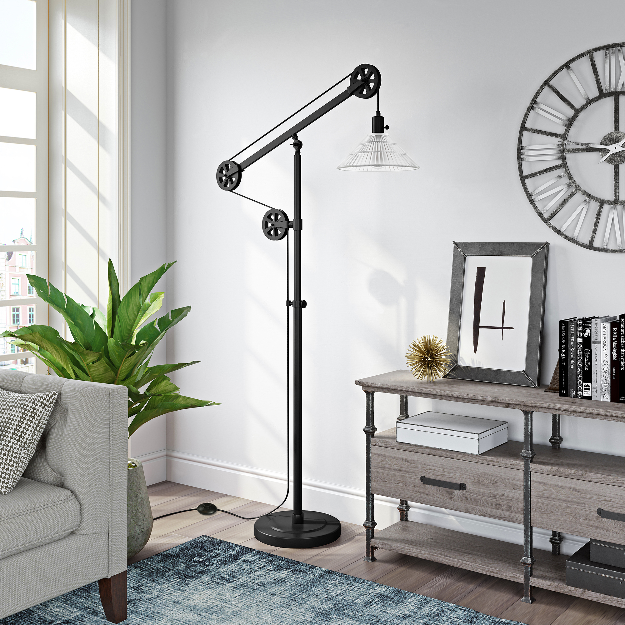 Blackened Bronze Metal Reading Floor Lamp
