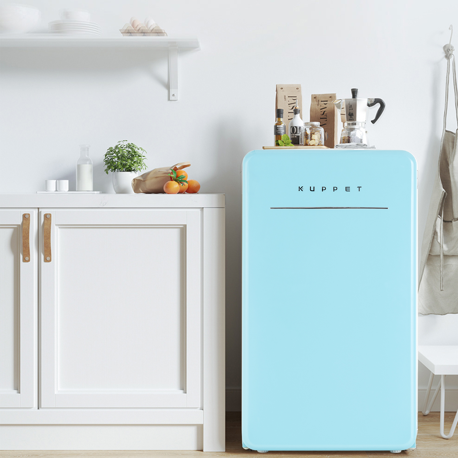 Blue Freestanding Mini Fridge With Freezer