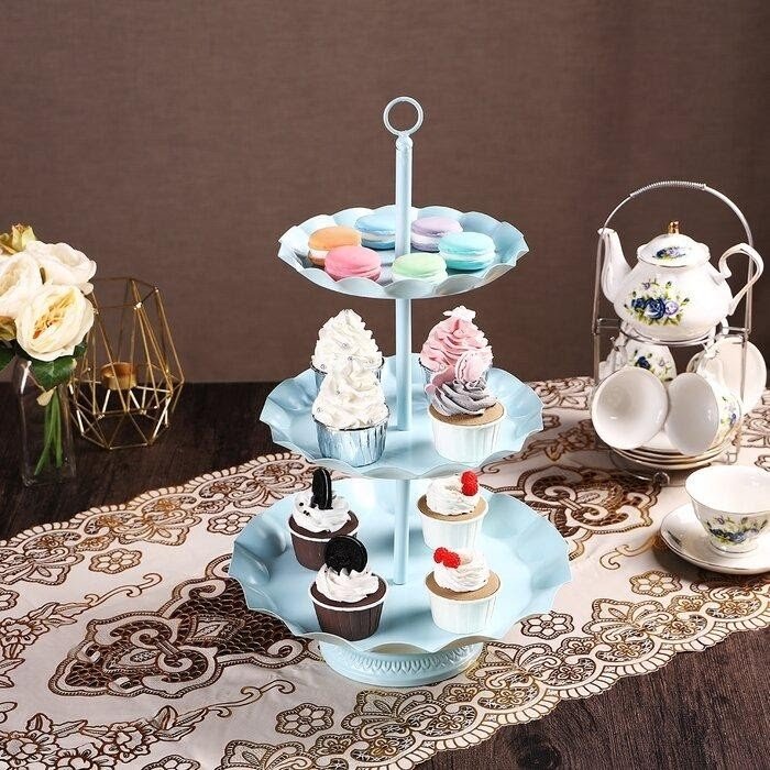 Blue Iron Round Tiered Stand