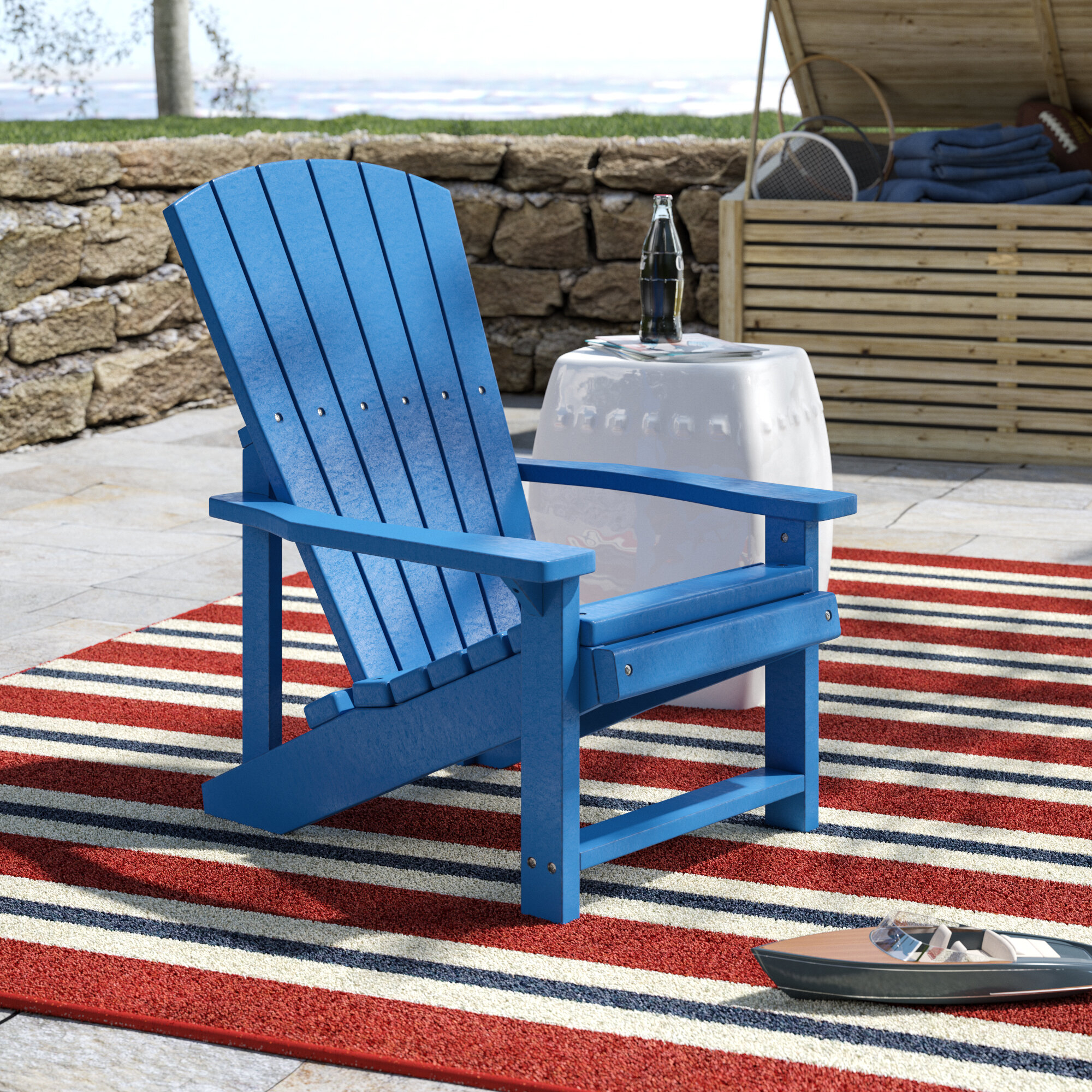 Blue Plastic Metal Adirondack Kids Chair