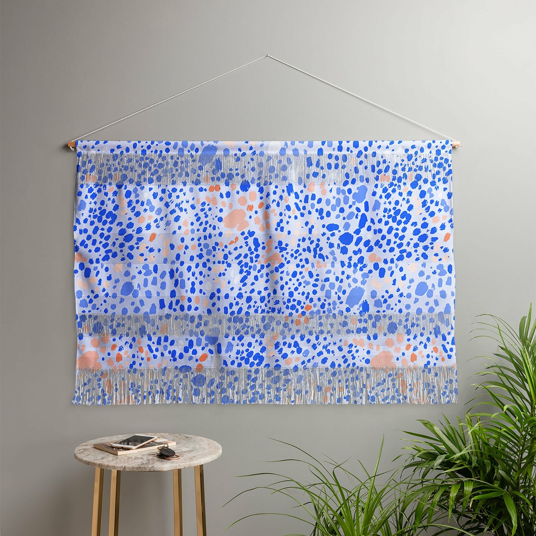 Blue Polyester Large Abstract Wall Hanging