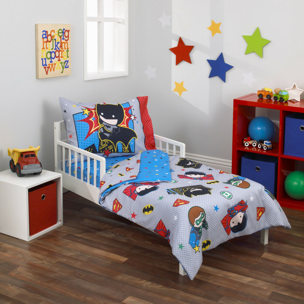 Blue Polyester Microfiber Toddler Bedding Set