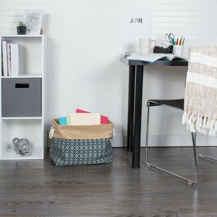 Blue Rectangle Collapsible Fabric Bin