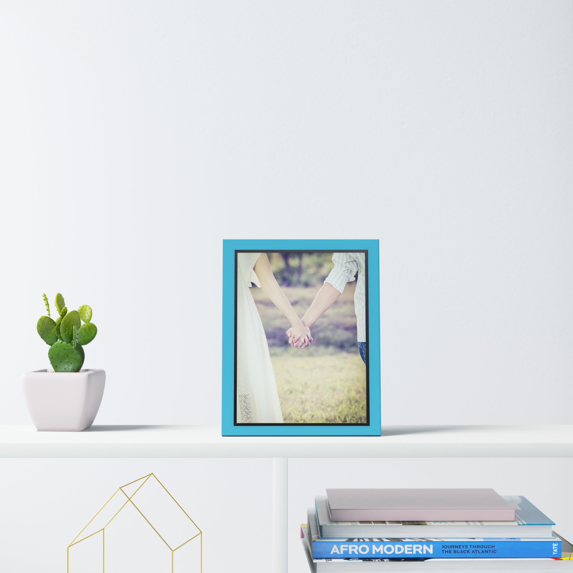 Blue Wood Glass Single Picture Frame